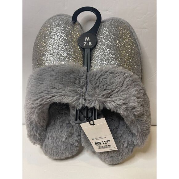 Memory Foam‎ Silver/Gray Womens Slippers Size M 7-8 - Picture 1 of 4